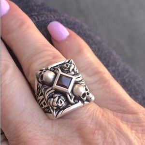 Till death do us part Ring with Garnet authentic Night Rider jewelry Size 6.5.